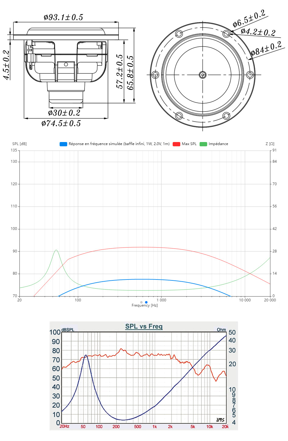 Tang Band W3-1876S Haut-Parleur Subwoofer 15W 4 Ohm 76dB 55Hz-2kHz Ø7.6cm