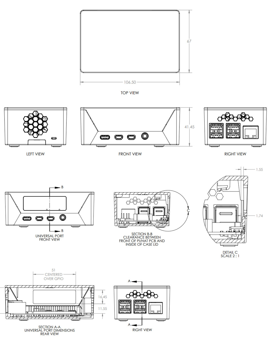 HIFIBERRY UNIVERSAL PRO Boitier Plastique pour Raspberry Pi 4 et