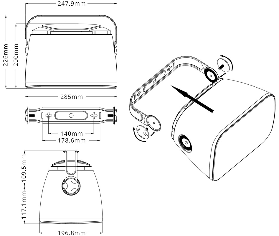 Dayton Audio IO65XTB Enceintes Intérieur / Extérieur 2 Voies avec Radiateur Passif IP66 50W