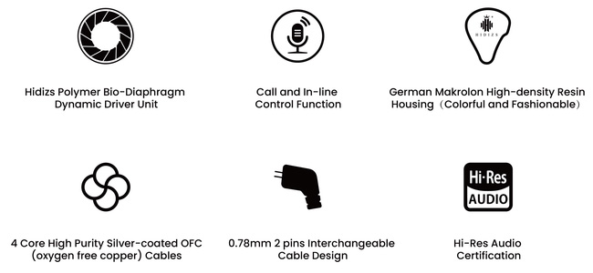 Hidizs MS1 Écouteurs Intra-Auriculaires IEM Dynamiques 20Ω 112dB 20Hz-40kHz