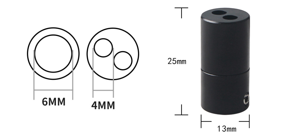 Splitter Aluminium 1x6mm vers 2x4mm Noir