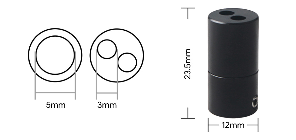 Splitter Aluminium 1x5mm vers 2x3mm Noir