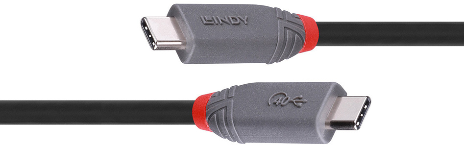 Lindy Anthra Line Câble USB-C mâle USB4 40Gbit/s Cuivre Plaqué Argent Blindé 0.8m