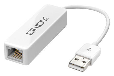 LINDY Convertisseur USB-A 2.0 Mâle vers Fast Ethernet RJ45 Femelle