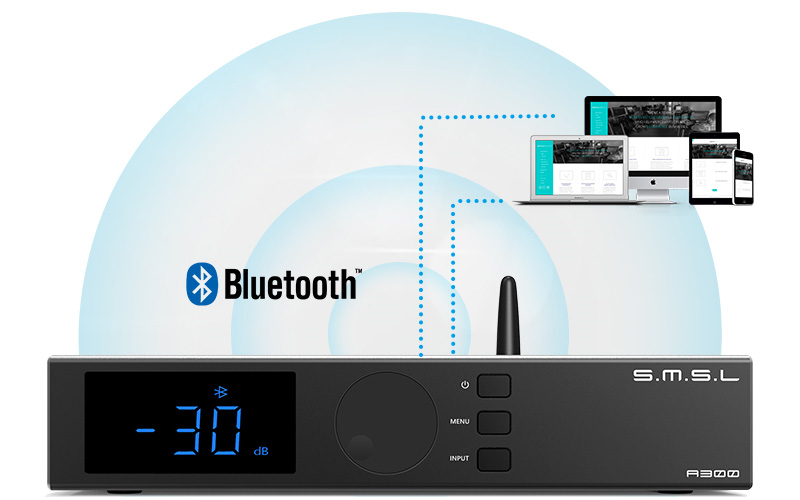 SMSL A300 Amplificateur Class D 2x Infineon MA12070 USB Bluetooth 5.0 Subwoofer 2x160W 4 Ohm