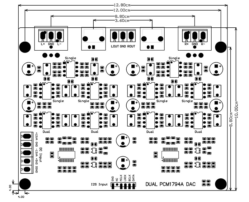 Module DAC symétrique 2x PCM1794A I2S 24bit 192kHz