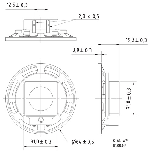 Visaton K 64 WP Haut-Parleur Large Bande 2W 8Ω 86dB 200Hz-15kHz Ø6.4cm