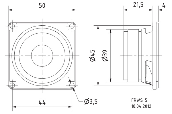 Visaton FRWS 5 Haut-Parleur Large Bande 4W 8Ω 84dB 150Hz-20kHz Ø5cm