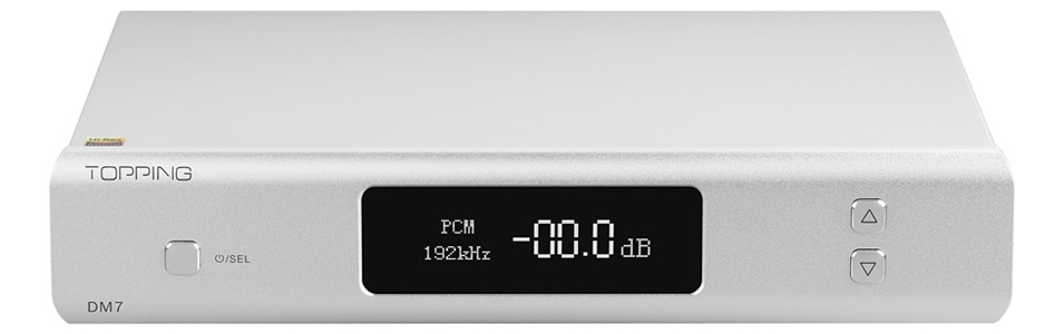 Topping DM7 DAC Symétrique ES9038Pro 8 Canaux Jack 6.35mm TRS 32bit 192kHz DSD128 Argent