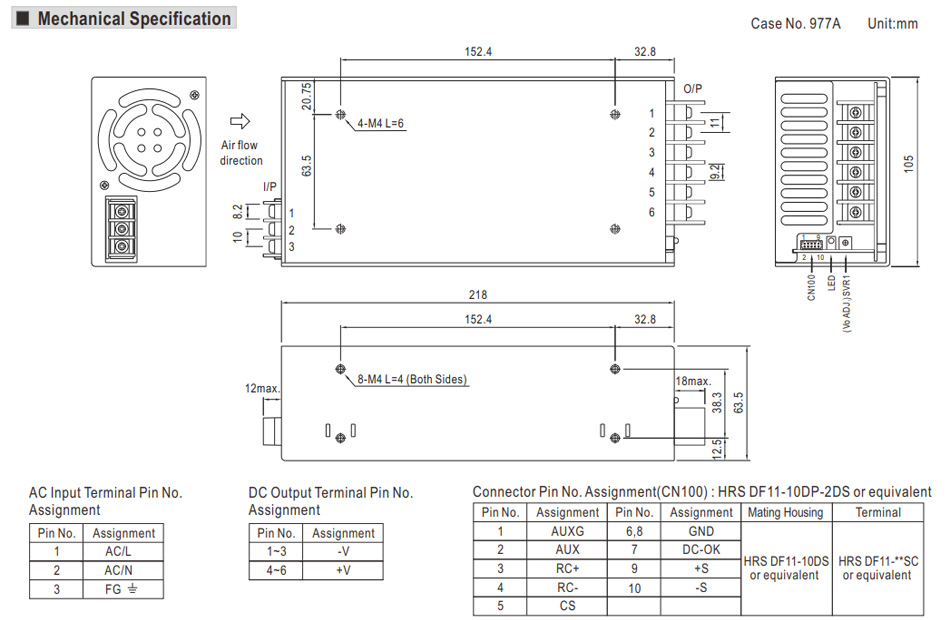 Mean Well MSP-600-12 Module d'alimentation à découpage SMPS 600W 12V 53A