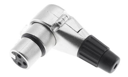 Connecteur XLR 3 Pins Femelle Coudé Argent