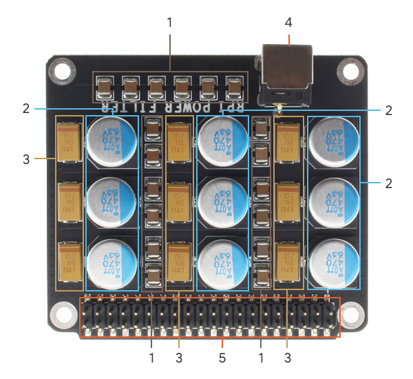 Module filtre d'alimentation pour Raspberry Pi 5976µF