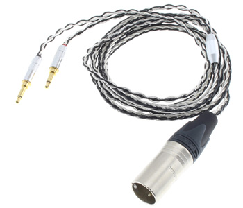 Câble casque XLR 4 pins mâle vers 2x Jack 3.5mm mono mâles cuivre plaqué argent 1.5m