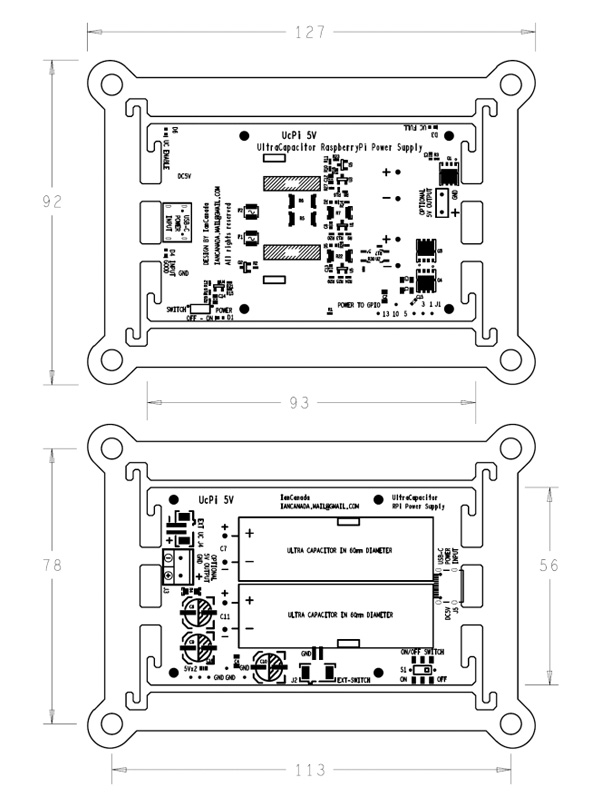 Ian Canada UcPi module d'alimentation à supercondensateurs pour Raspberry Pi