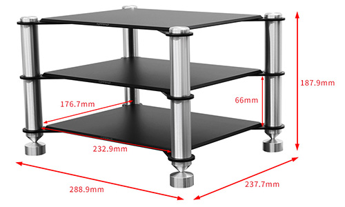 Topping SR2 Meuble HiFi 3 étages aluminium 289 x 238 x 188mm noir / argent