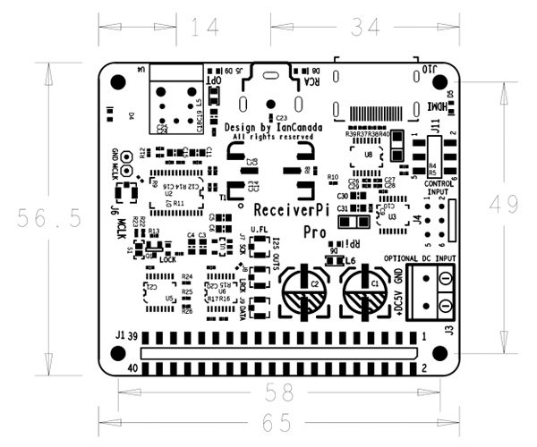 Ian Canada ReceiverPi Pro Interface SPDIF/ I2S HDMI pour Raspberry Pi 32bit 768kHz DSD1024