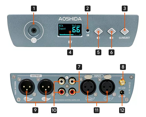 Aoshida D7 DAC CS4344 / Préamplificateur à tubes / Amplificateur casque Bluetooth 5.1 QCC5152 LDAC