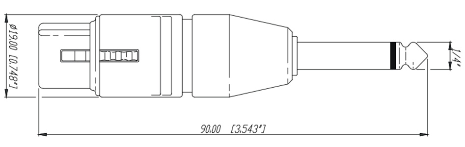 Neutrik NA2FP Adaptateur XLR 3 Pôles femelle vers Jack 6.35mm Mono Mâle