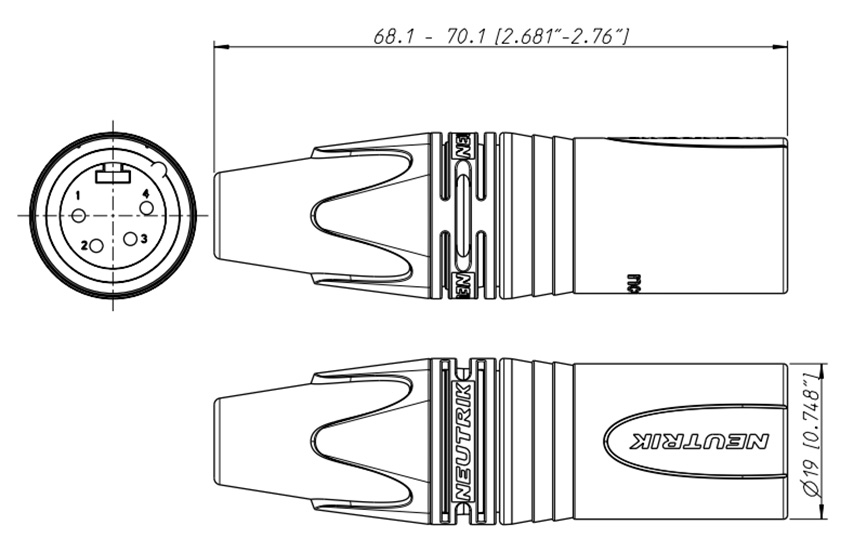 Neutrik NC4MXX Connecteur XLR 4 Pôles Mâle Ø8mm