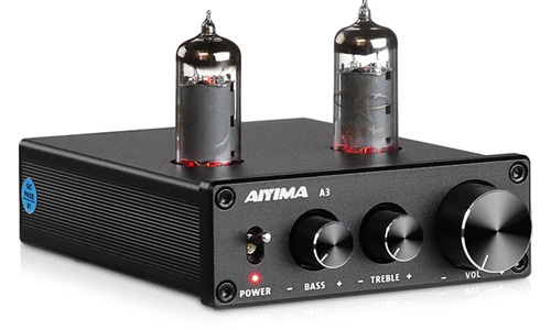 Aiyima Tube-A3 Préamplificateur à Tubes 2x 6K4 2x AOP NE5532 Noir