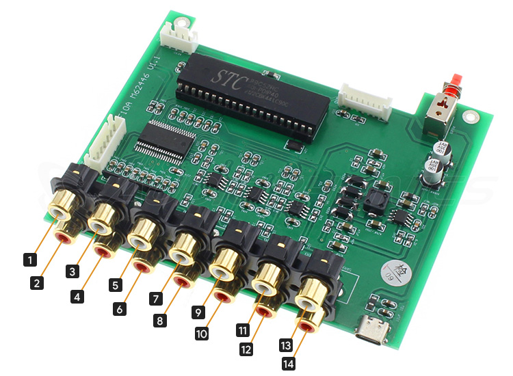 Module préamplificateur 6 Canaux RCA avec Écran OLED