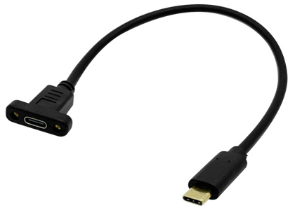 Passe cloison USB-C mâle vers USB-C femelle plaqué or 30cm