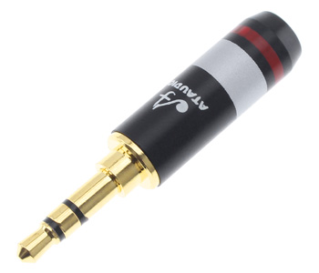 ATAudio AT-5G Connecteur Jack 3.5mm TRS Plaqué Or Ø6mm Rouge