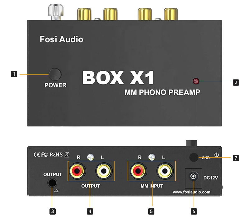 Fosi Audio BOX X1-MM Phono Preamp with AUX Headphone Output