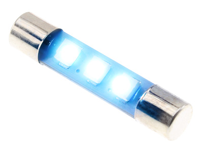 Ampoule navette à LED pour éclairage vumètre / tuner 8V bleu froid