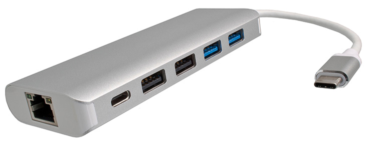 Hub USB 4* USB-A / 1* USB-C / 1* Ethernet RJ45 Gigabit