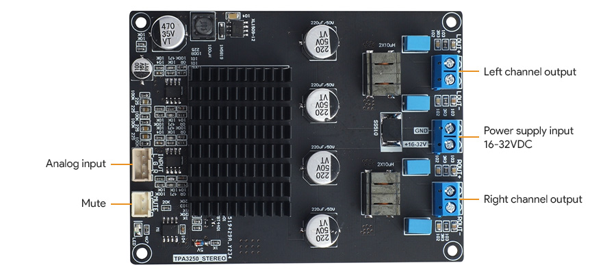 Module amplificateur stéréo Class D TPA3250 2x100W 4Ω