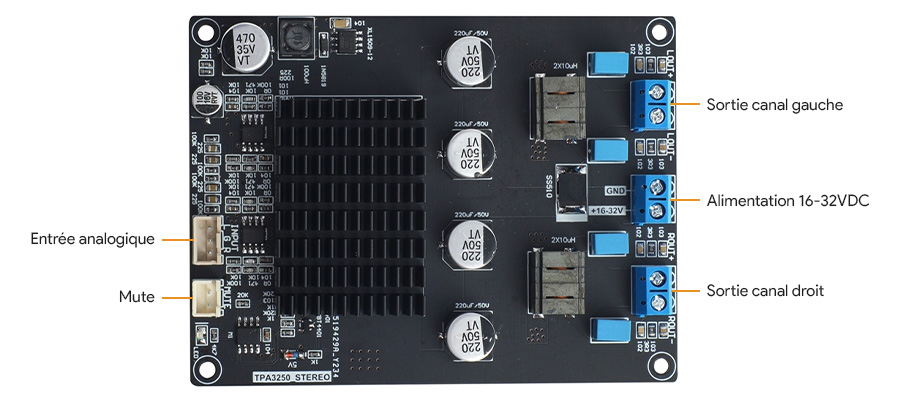 Module amplificateur stéréo Class D TPA3250 2x100W 4Ω