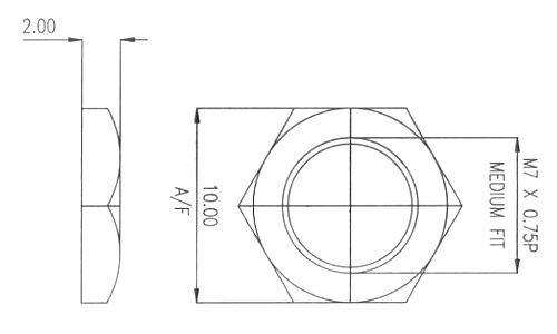 Écrou métal M7 x 0.75mm Noir (Unité)