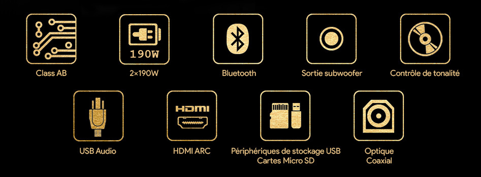 Tonewinner AD-99D Amplificateur Stéréo Class AB Bluetooth 2x290W 4Ω