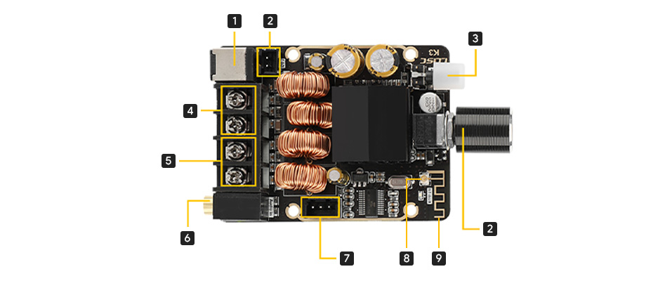 LQSC Module amplificateur stéréo Class D TPA3116 Bluetooth 5.0 2x50W 4Ω