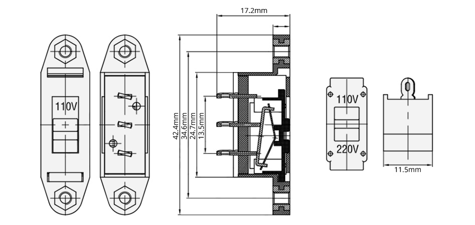 Commutateur de tension d'alimentation 110-220V 12A