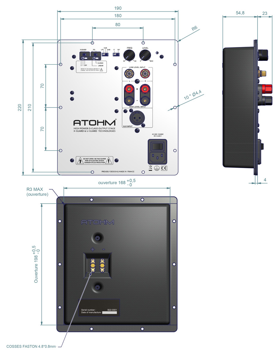 Atohm S250-MK2-X Ice Power Module Amplificateur Class D Subwoofer 220W 4Ω