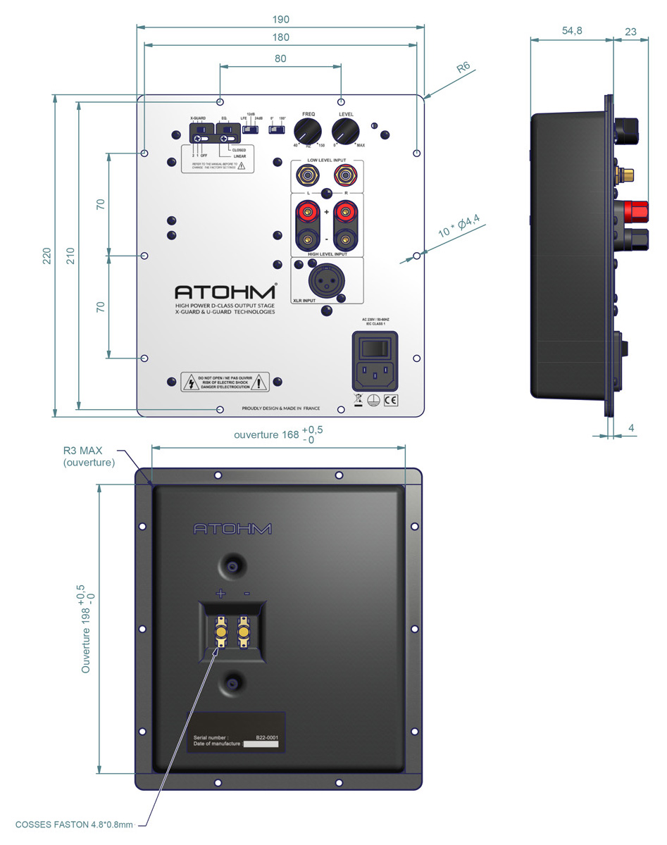 Atohm S500-MK2-X Ice Power Module Amplificateur Class D Subwoofer 500W 4Ω