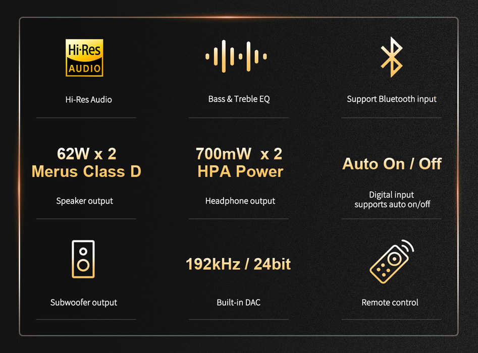 Topping MX3S Amplificateur Class D Infineon Amplificateur Casque DAC Bluetooth aptX Adaptive 2x50W 4Ω 24bit 192kHz Noir