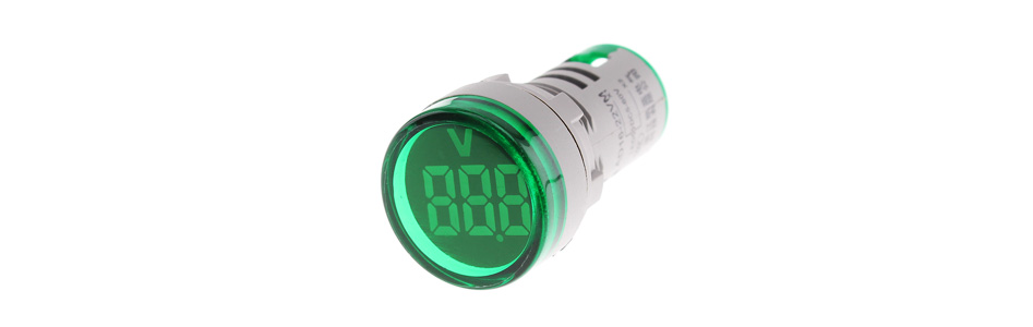 Afficheur de Tension Voltmètre à LED Verte 60-500VAC Ø22mm - Audiophonics