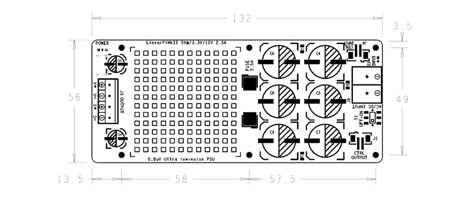 Ian Canada LinearPi Module Alimentation Linéaire Ultra Faible Bruit 5V / 3.3V 2A