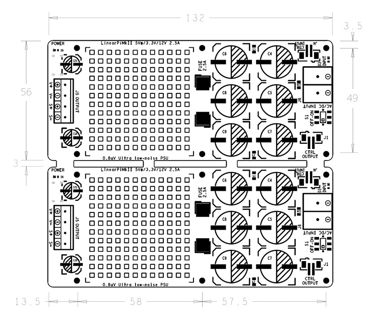 IAN CANADA LINEARPI MKII DUAL Ultra-Low Noise Linear Power Supply Module 2x +/-12V +/-5V +/-3.3V 2.5A