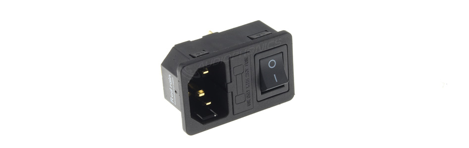 IEC C14 Plug with ON-OFF Toggle Switch and Fuse 250V 10A Black