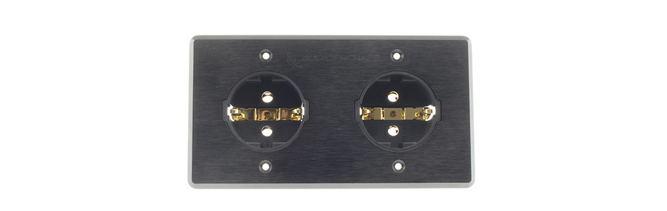 Aluminium wall plate Schuko Double socket for FURUTECH FI-E30 Black