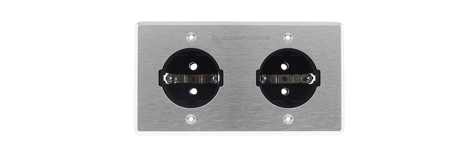 Aluminium wall plate Schuko Double socket for FURUTECH FI-E30 Silver