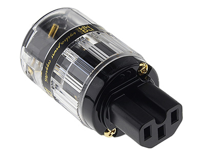 RAMM AUDIO IEC-01 Connecteur Secteur IEC C15 Plaqué Or 24K 3µ Ø16.5mm Transparent