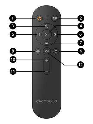 EVERSOLO BTR-12 Télécommande IR / Bluetooth pour DMP-A6 / DMP-A6 Master