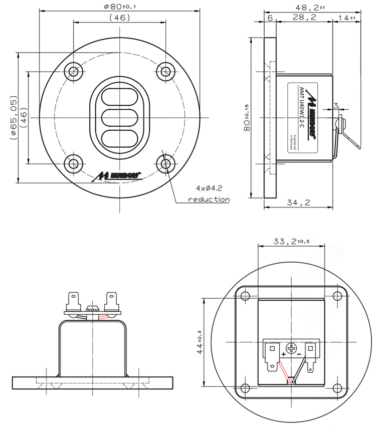 Mundorf AMT U40W1.2-C Haut-parleur tweeter à ruban AMT 10W 4Ω 92dB 5000Hz - 40kHz