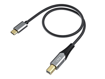 FIIO LD TC1 Câble USB-C Mâle vers USB-B Mâle Cuivre Monocristallin Connecteurs Plaqués Or Blindé 0.5m Noir