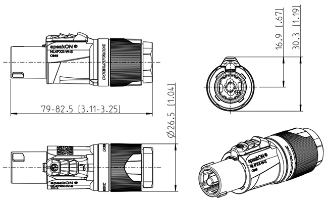 Neutrik NL4FXX-W-S Connecteur Speakon Femelle Ø12mm